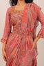 Floral Printed Chinon Drape Saree with Embroidered Blouse