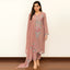 Peach Color Semi Stitched Organza Suit Set