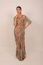 Floral Printed Chinon Drape Saree with Embroidered Blouse