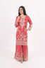 Rust Color Heavy Thread Embroidered Stitched Sharara Set