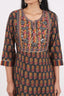 Black Stitched Kurti Set With Floral Print