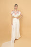 Floral Embroidered  Crop-Top Palazzo Set With Scarf