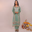 Sea Green Color Semi Stitched Chanderi Suit