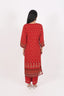 A-Line Style Maroon Stitched Crepe Suit Set With Floral Mirror Work