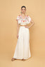 Floral Embroidered  Crop-Top Palazzo Set With Scarf