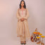 Beige Color Thread Embroidered Semi Stitched Chanderi Suit