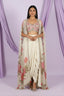 Draped Dhoti Set with Embroidered Floral Cape